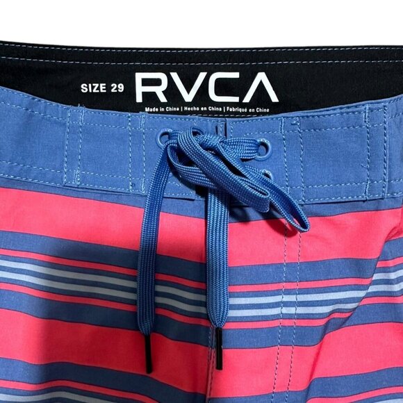 RVCA‎ Mens Size 29 Retro Pink Blue Striped Stretch 20” Board Shorts Swim NWT - Picture 8 of 13